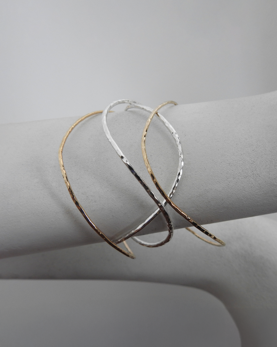 Extra Thin Square Wave Cuff - Gold Filled